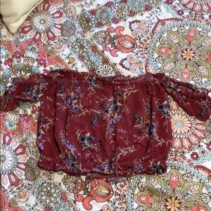Off the shoulder floral shirt